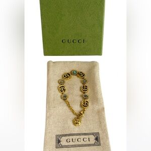 ❌Sold GUCCI GG Rare Full Inclusion Iridescent Stones Gold Bracelet